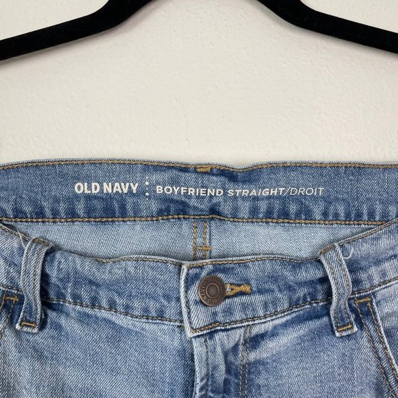 Old Navy‎ Woman's Sz 12 Light Wash Boyfriend Straight Distressed Raw Hem Jeans - Picture 4 of 10